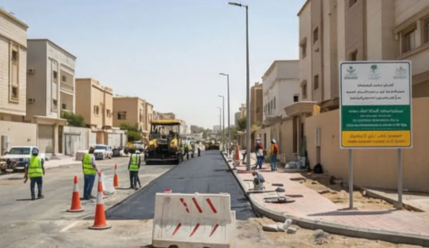سفلتة وأرصفة وإنارة شوارع شرق جدة
